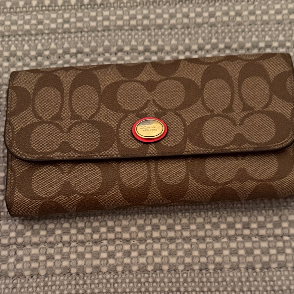 Coach Brown Signature wallet checkbook holder